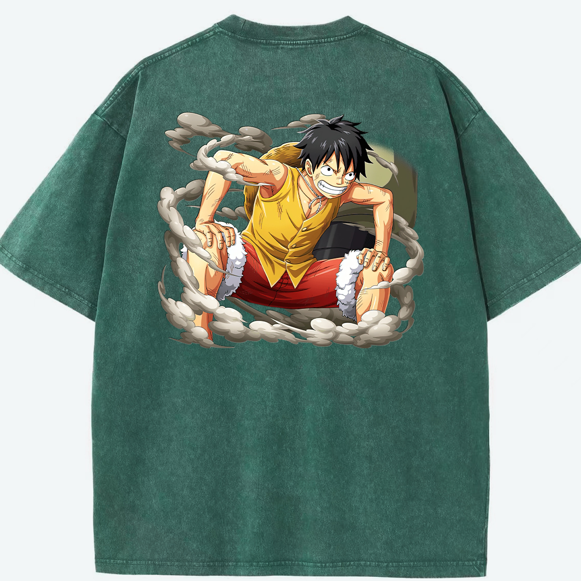 ワンピース モンキー・D・ルフィ ONE PIECE Monkey D. Luffy 綿100% ヴィンテージ風 半袖Tシャツ（背面プリント）